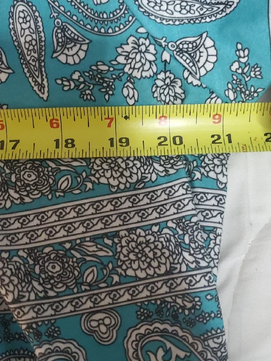 Women's Teal Paisley Long-Sleeve Top - Casual Scoop Neck - Picture 7 of 7